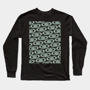 Minimalistic Saturnal Glitch Pattern, aka Invasion of Flatland Mint on Sailor Blue Long Sleeve T-Shirt